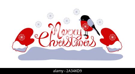 Xmas card. Red lettering of Merry Christmas. Stock Vector