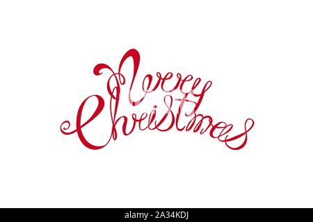 Merry Xmas red hand lettering, Calligraphy vector. Stock Vector