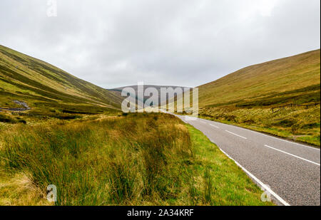 A scenic road through Cairngorms national park near Lecht ski centre, Scotland, Scotland Stock Photo