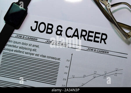 Job and Career text in headline isolated on white background. Newspaper concept Stock Photo