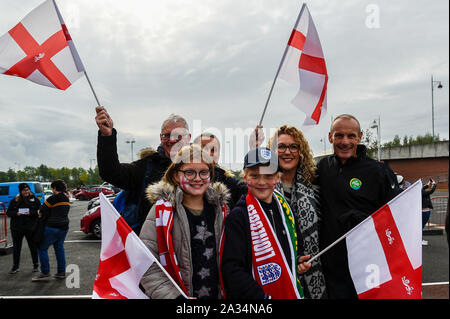 Middlesbrough, UK. 05th Oct, 2019.Middlesbrough, UK. 5th Oct, 2019. England fans before the International Friendly match between England Women and Brazil Women at the Riverside Stadium, Middlesbrough on Saturday 5th October 2019.( Credit: Iam Burn | MI News) Photograph may only be used for newspaper and/or magazine editorial purposes, license required for commercial use Credit: MI News & Sport /Alamy Live News Stock Photo