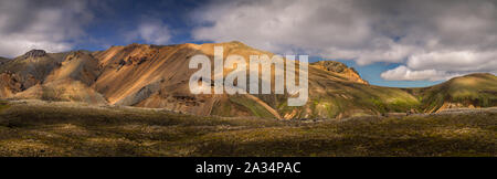 Panoramic view of colorful volcanic landmannalaugar mountain. Iceland Stock Photo
