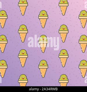 A Cute Illustration Background of Ice Cream with Purple Color Stock Vector