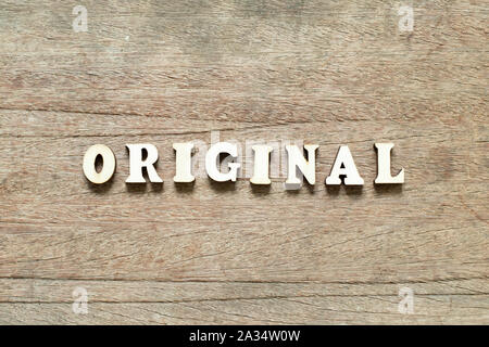 Letter block in word original on wood background Stock Photo