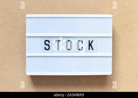White lightbox with word lightbox on wood background Stock Photo