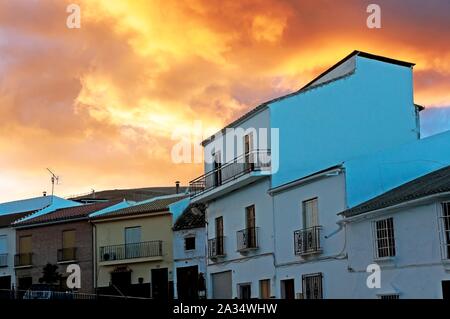 Urban view at sunset, Alameda, Malaga-province, Region of Andalusia, Spain, Europe.