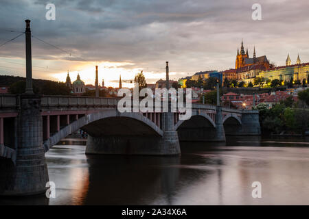 Sunset in Prague, Czechia. Stock Photo