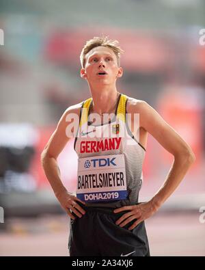 Doha, Qatar. 03rd Oct, 2019. Amos BARTELSMEYER (Germany) Run 1500m men's, on 03.10.2019 World Athletics Championships 2019 in Doha/Qatar, from 27.09. - 10.10.2019. | Usage worldwide Credit: dpa/Alamy Live News Stock Photo