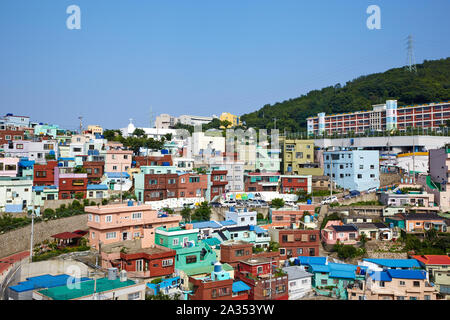 Gamcheon Culture Village is a popular tourist site in Busan, South Korea. Stock Photo