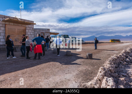 Laguna de Chaxa Chaxa Lake, Salar de Atacama, Atacama Desert, San Pedro de Atacama, Región de Antofagasta, Chile, Latin America Stock Photo