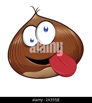 funny chestnut character mascot isolated on white Stock Vector