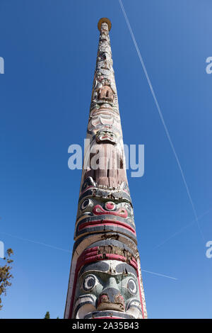 The Totem Pole, in Great Windsor Park, was a gift from the people of Canada to HM The Queen in June, 1958. Stock Photo