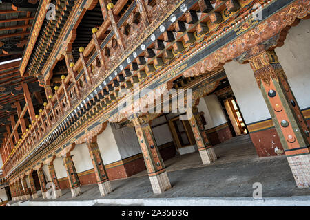 Richly decorated architecture of the Punakha dzong, Bhutan Stock Photo