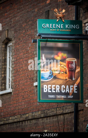 Greene King Brewery Bury St Edmunds Suffolk - the Beer Cafe at the Greene King Brewery. Established 1799. Stock Photo