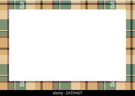 Vintage frame vector. Scottish border pattern retro style. Beauty empty background, template for photo, portrait, album. Tartan plaid ornament. Stock Vector