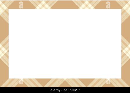 Vintage frame vector. Scottish border pattern retro style. Beauty empty background, template for photo, portrait, album. Tartan plaid ornament. Stock Vector