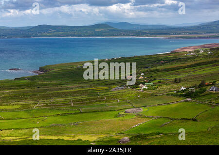 Scenic coastal landscape on the Ring of Kerry, a part of the Wild Atlantic Way on the west coast of the Republic of Ireland. Stock Photo