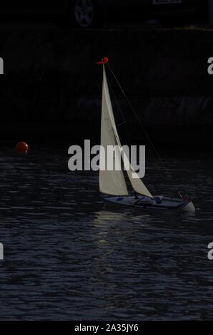 Model Yachting on the Exeter Ship Canal. Devon, UK. Stock Photo