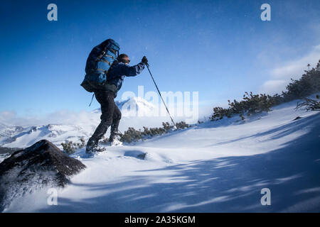 Winter Adventure in the Three Sisters Wilderness Area Near Bend Oregon Stock Photo