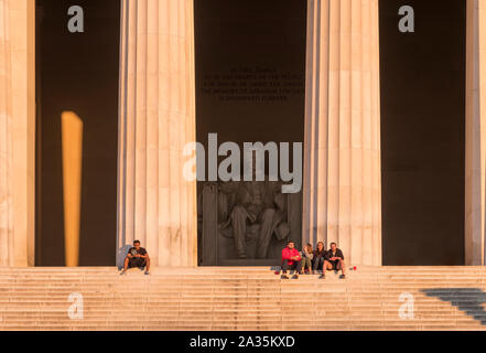 First light on the steps of the Lincoln Memorial, National Mall, Washington DC, USA Stock Photo