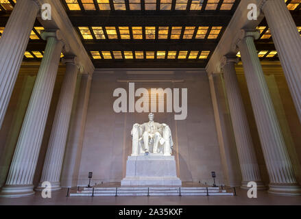 Interior of the Lincoln Memorial, National Mall, Washington DC, USA Stock Photo