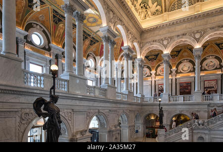 Interior of The Great Hall in the Library of Congress, Capitol Hill, Washington DC, USA Stock Photo