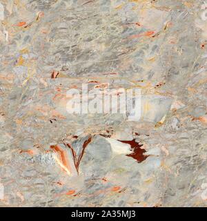 Close up of natural stone, grey marble with golden veins. Seamless square background, tile ready. Stock Photo