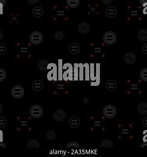 Equal sign seamless pattern, isolated on black background. Vector illustration, easy to edit. eps10 Stock Vector