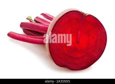 sliced beetroot path isolated on white Stock Photo