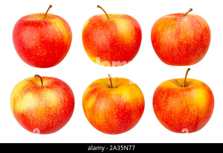 red yellow apples path isolated on white Stock Photo