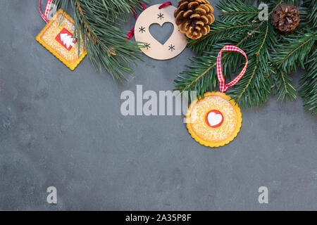 christmas decorations arrangement flat lay Stock Photo