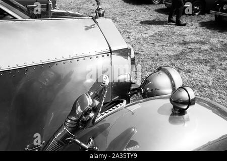 The front of a vintage Rolls Royce silver ghost on display at a car show Stock Photo