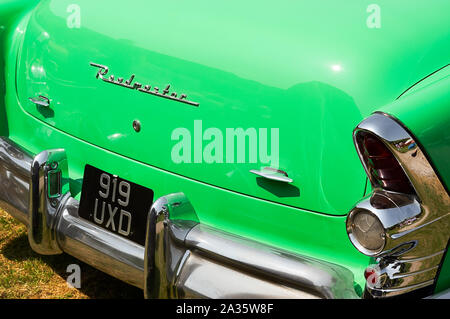 The rear of a 1955 Buik Roadmaster on display at a car show Stock Photo