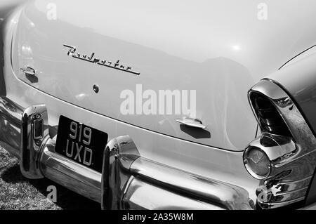 The rear of a 1955 Buik Roadmaster on display at a car show Stock Photo