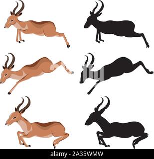 Illustration of cute antelope, cartoon animal on white background. Stock Vector