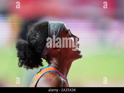 Doha, Qatar. 5th Oct, 2019. Sifan Hassan of Netherlands after winning the 1500 meter for women during the 17th IAAF World Athletics Championships at the Khalifa Stadium in Doha, Qatar on October 5, 2019. Credit: Cal Sport Media/Alamy Live News Credit: Cal Sport Media/Alamy Live News Stock Photo