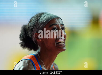 Doha, Qatar. 5th Oct, 2019. Sifan Hassan of Netherlands after winning the 1500 meter for women during the 17th IAAF World Athletics Championships at the Khalifa Stadium in Doha, Qatar on October 5, 2019. Credit: Cal Sport Media/Alamy Live News Stock Photo