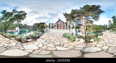 360 degree panoramic view of Chinese Garden - Botanical Garden MTL