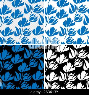 Spring floral background. Vector design illustration. Abstract flowers seamless pattern on colorful background. Vintage vector set. Spring blossom Stock Vector