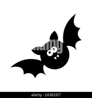 cute bat halloween silhouette isolated on white background Stock Vector