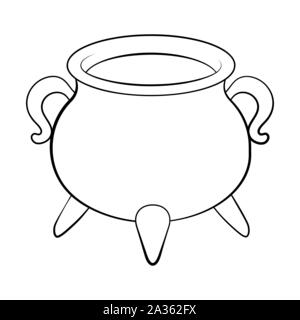 Empty witch cauldron, pot outline. Vector illustration isolated on ...