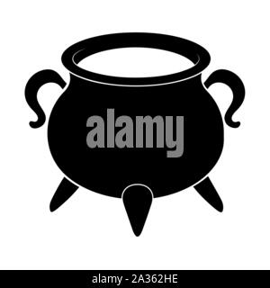 Witch cauldron pot silhouette isolated on white background Stock Vector