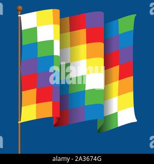 Wiphala is the flag of the Andean nation and the Aymara people. It is a quadrangular Andean symbol, it represents equality and harmony Stock Vector