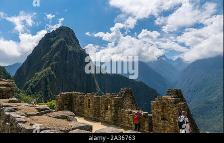 Machu Picchu, Peru - 05/21/2019:  Inca site of Machu Picchu and the surrounding Andes mountains in Peru. Stock Photo