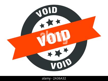 void sign. void orange-black round ribbon sticker Stock Vector