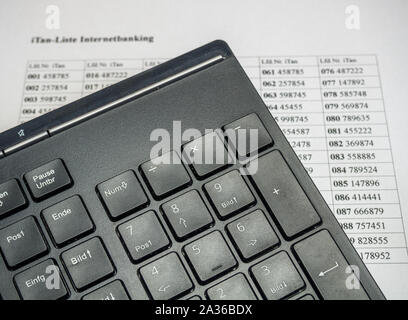 Keyboard with tan list Stock Photo