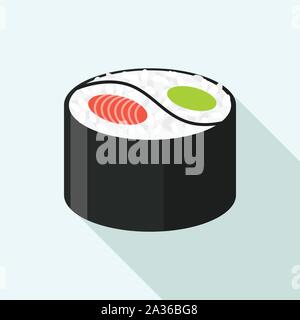 Yin yang sushi icon, flat style Stock Vector