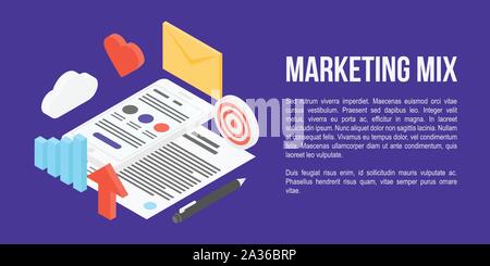Marketing mix concept banner, isometric style Stock Vector