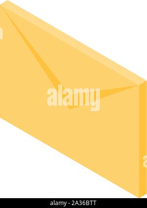 Yellow mail letter icon, isometric style Stock Vector