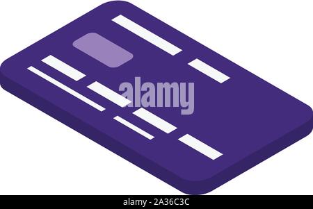 Purple credit card icon, isometric style Stock Vector
